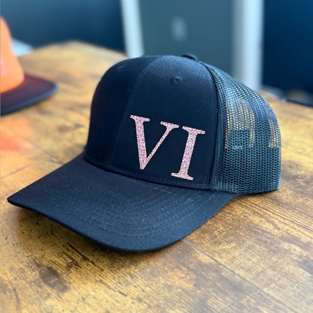 Lil Wayne Tha Carter XI custom PINK glitter Black ponytail trucker hat